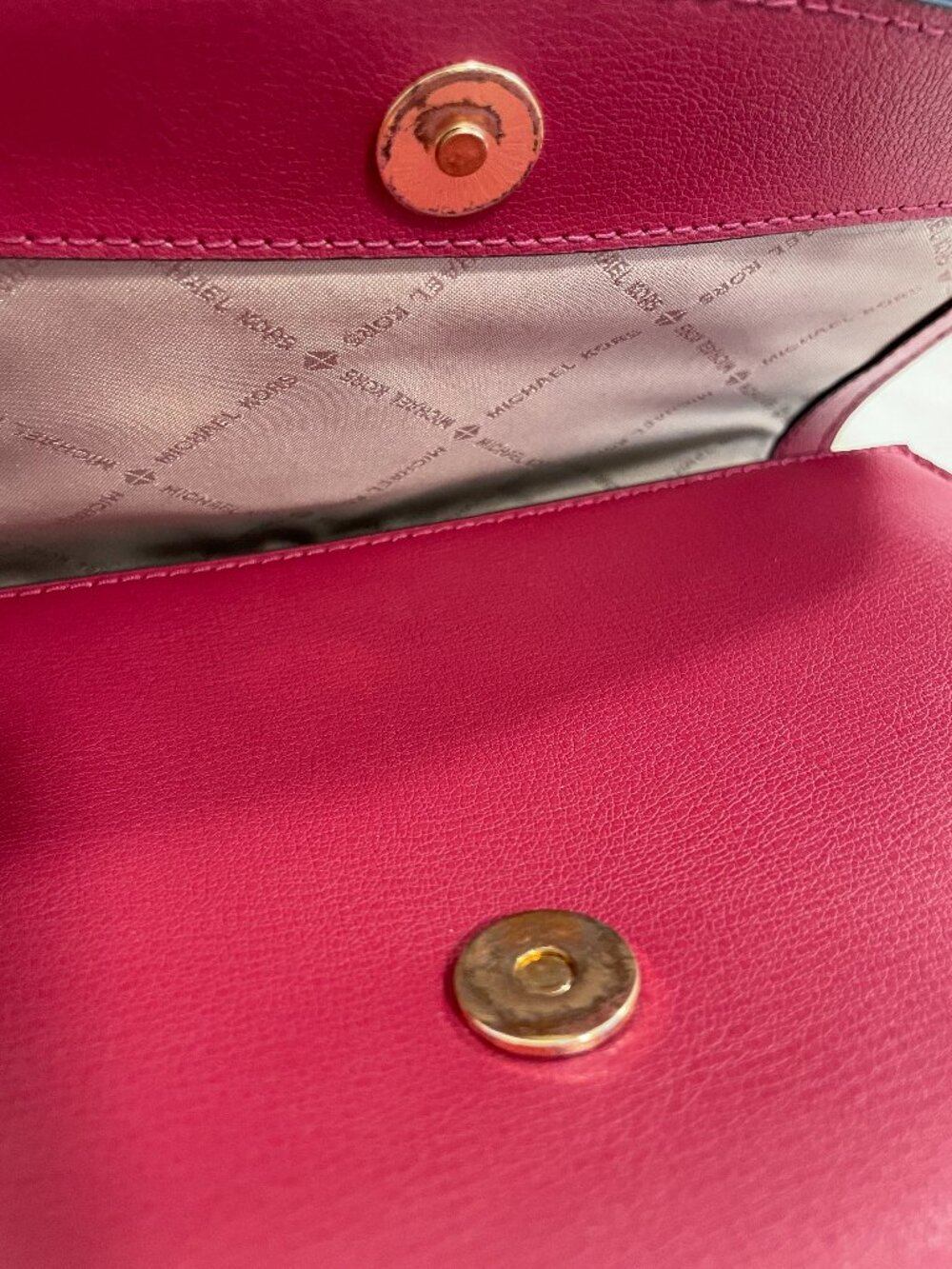 Michael Kors Ellis Medium Flap Messenger/Shoulder Bag Maroon Leather - Picture 15 of 15